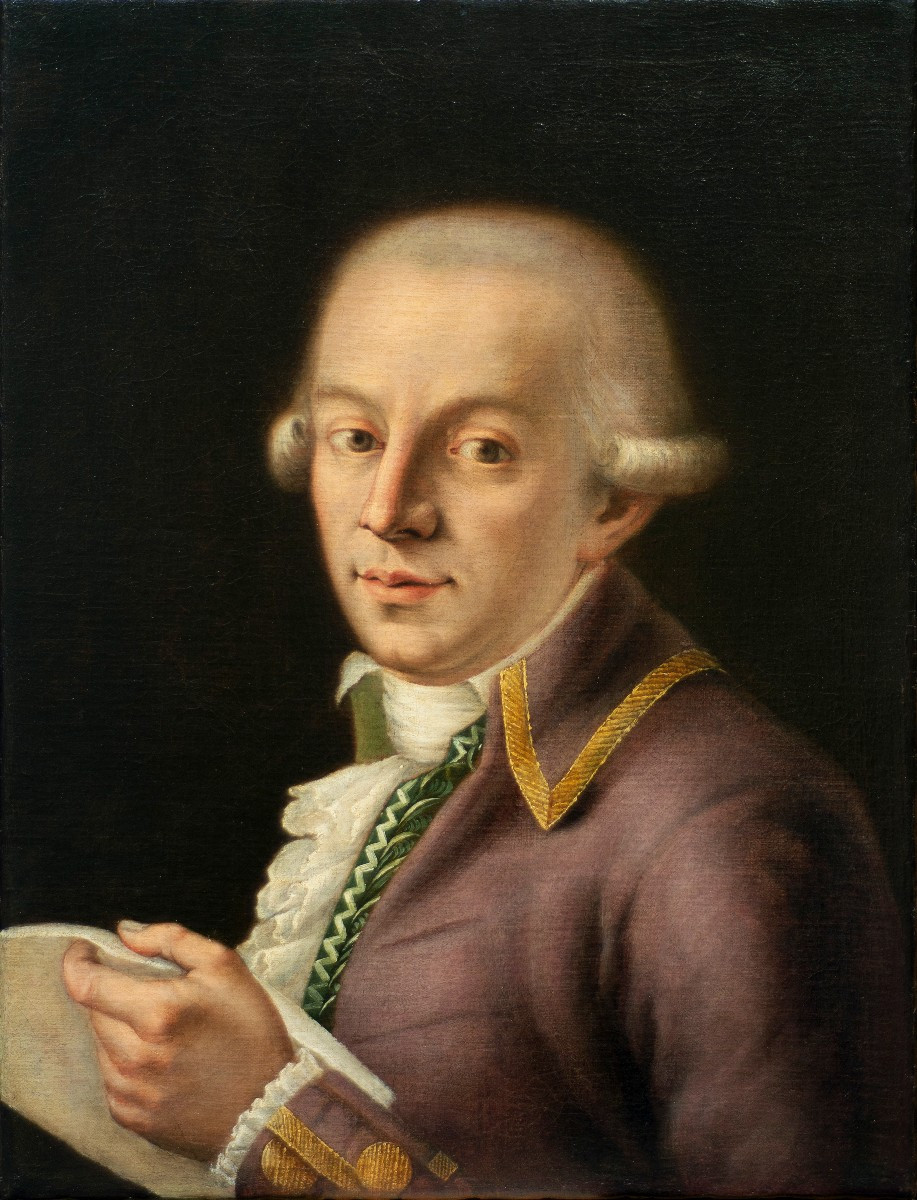 Scuola tedesca o austriaca del XVIII secolo.  Ritratto di compositore o cantante o filosofo