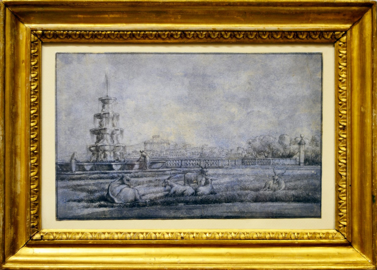 Jean Grandjean (Amsterdam, 1752/55 - Roma, 1781). Veduta dei giardini di Villa Conti a Frascati