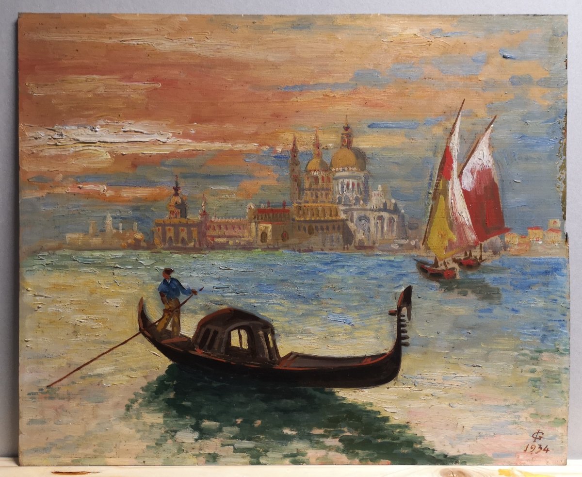 Monogrammista I.G. (1934). Veduta della laguna di Venezia con punta della Dogana-photo-2