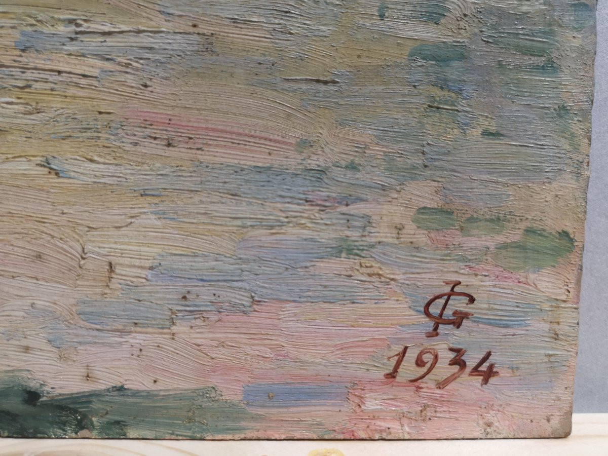 Monogrammista I.G. (1934). Veduta della laguna di Venezia con punta della Dogana-photo-2