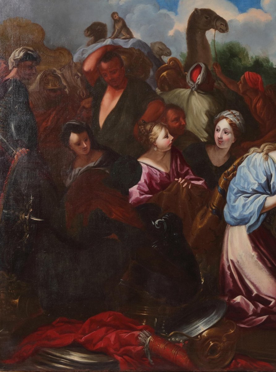 Ottaviano Dandini (Firenze, 1681 - 1751). Salomone e la regina di Saba. cm 126x222-photo-3