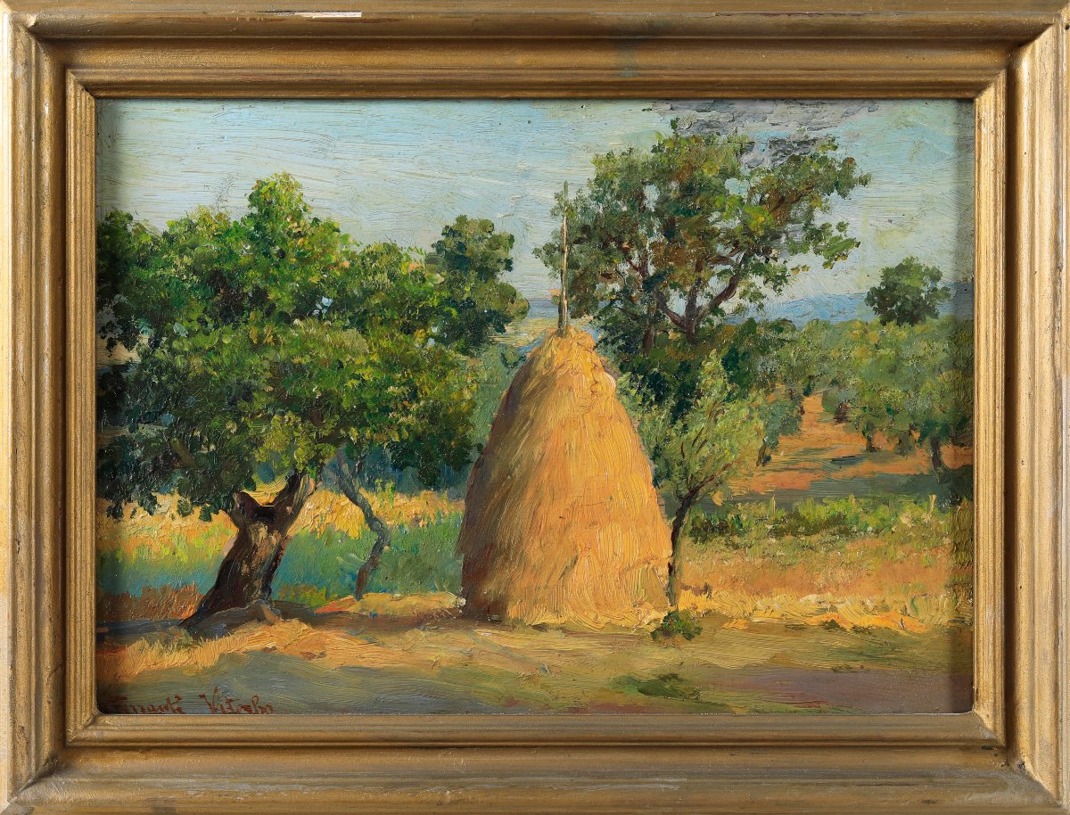 Carlo Ferranti (Roma, 1840-1908). Veduta nei pressi di Viterbo