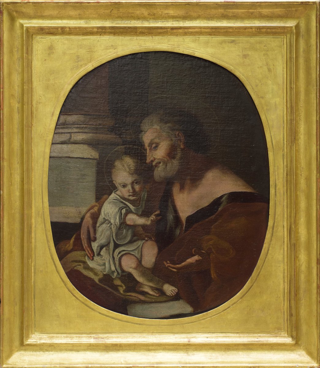 Attribuito a Pietro Bardellino (Napoli, 1732-1806).  San Giuseppe col Bambino