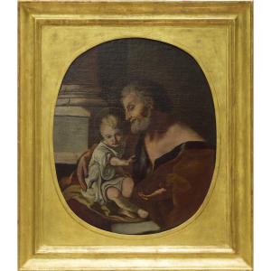 Attribuito a Pietro Bardellino (Napoli, 1732-1806).  San Giuseppe col Bambino