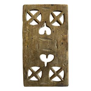 Carved Lace Folder - Openwork Heart And Geometric Symbols - Folk Art