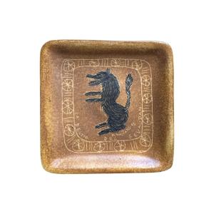 Beast Of Gévaudan - Ceramic Dish – H. Constans, “la Bèstio Del Gévaudan” – Popular Art
