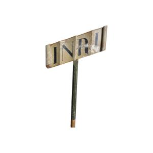 Processional Staff Head – Inri Banner Inscription – Jesus King Of The Jews – Sculpture