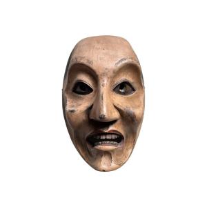 Demon, Devil - Antique Japanese Carved Wooden Mask - Noh Theatre Mask - Sculpture