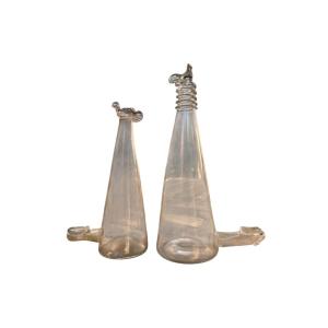 Charming Zoomorphic Blown Glass Bird Feeder - Folk Art - Auvergne