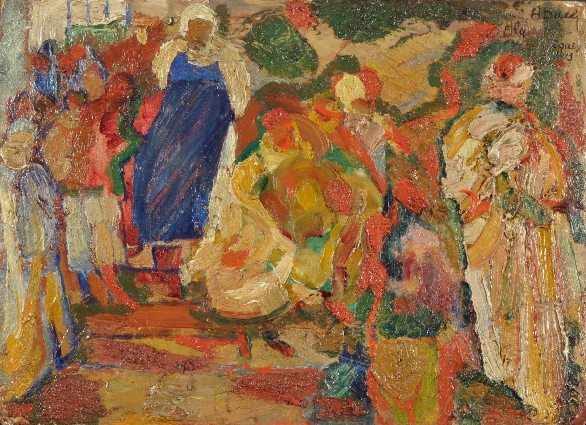 Anselmo Bucci (Fossombrone, 1887 - Monza, 1955). Disputa d'arabi, Algeri, 1913