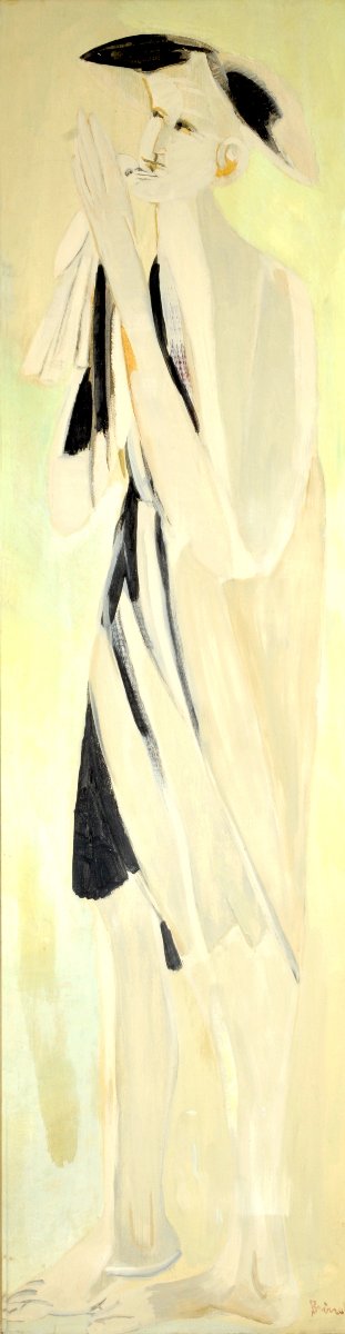 REMO BRINDISI  .  Figura con volatile, 1950 circa