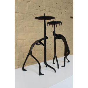 Pair Of 1970s Brutalist Candleholders