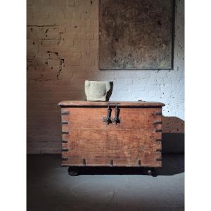 18thc Teak Iron Bound Chest