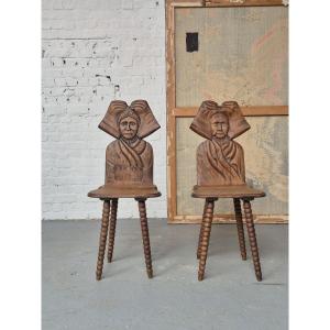 19th C Folk Art Chairs