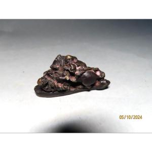 Rare Metal Netsuke. Samurai Fight. Japan Edo Period (1603-1868)