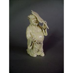 Chinese White. Fanning Immortal. 19th Century China.