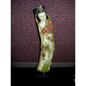 Polychrome Ivory Okimono. Gwan-yin. China 1920-30.