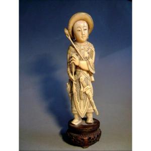 Ivory Okimono. Archer Woman. China 1920-30