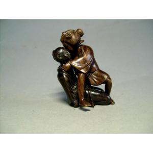 Erotic Wooden Okimono. Japan Taisho Period (1912-1928)