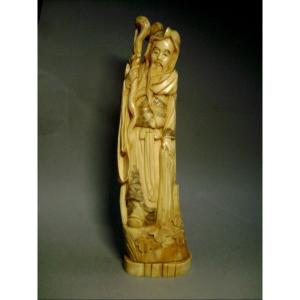 Okimono In Ivory. Sennin. Japan Meiji Period (1868-1912)