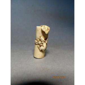 Ivory Netsuke. Cobra Versus Mouse. Japan Meiji Period (1868-1912)
