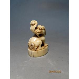 Ivory Seal. Shishi. Japan Meiji Period (1868-1912)