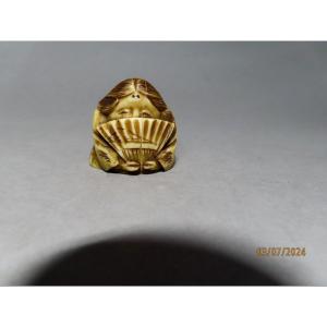 Ivory Netsuke. Mischievous Okame. Signed Kazuyuki, Japan Meiji Period (1868-1912)