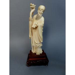 Ivory Okimono. Lao Tzu, Founder Of Taoism. China 1920-30.