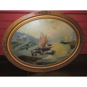 Ludovic Janssen (1888-1954). Oil On Panel. Port Scene. Concarneau.