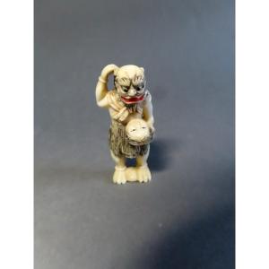 Ivory Netsuke. Doubting Oni. Japan, Meiji Period (1868-1912)