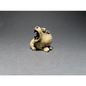 Ivory Netsuke. Hippopotamus. Japan, Meiji Period (1868-1912)