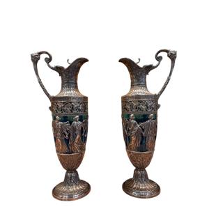Pair Of Silver-plated Ewers (1/10) – France, Late 19th Century