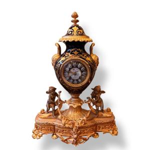 A Blue Porcelain And Gilt Bronze Clock, In The Style Of Sèvres, 19th Century