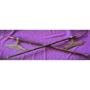 Rare Pair Of Large Khond War Axes, Central India