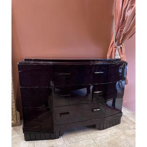 Art Deco Chest Of Drawers In Black Lacquer