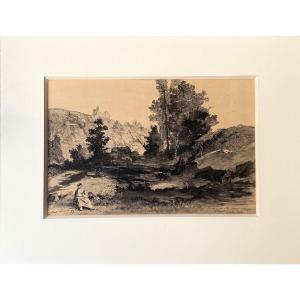 Just-simon XIX Century, Ink, Wash And Highlight Of White