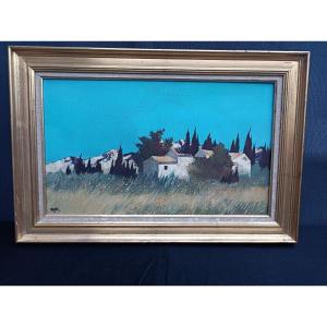 Georges Hosotte (1936). “at The Side Of The Road” (mouries - Alpilles). Oil On Canvas 1979