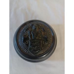 Lauritz Hjorth. Denmark. Ceramic. Coat Of Arms Of Rønne Saint John Shield With 3 Cods