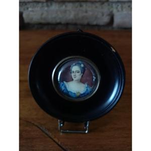 Françoise d'Issembourg d'Happoncourt Miniature Portrait On Ivory 18th Century