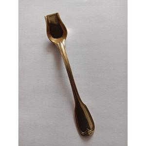 Silver-gilt Salt Shovel With Coat Of Arms Under A Ducal Crown, Rooster Hallmark, 19th Century