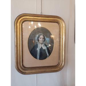 Paul Jourdy (1805-1856) Portrait Of Madame Marie Madeleine Joséphine Labat, 19th Century