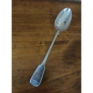 Large Solid Silver Stew Spoon, England, 19th Century