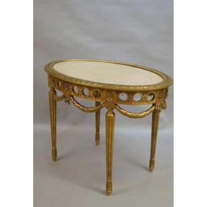 Louis XVI Center Table, In Gilded Wood 