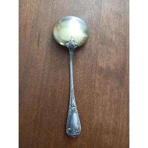 Solid Silver And Vermeil Cream Ladle, Minerva Shield Hallmark, Charles 19th Century
