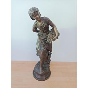 Mathurin Moreau (1822-1912) La Grappilleuse Bronze Sculpture 19th Century
