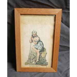 Drawing, Breton Peasant Woman, Vanity, Ink On Paper, 19th Century