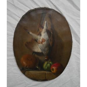 Still Life With Partridge, Oil On Canvas, 1877, 19th Century