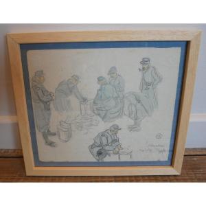 Lucien Ott, Studies Of Soldiers, Coëtquidan, 1916, Graphite On Paper