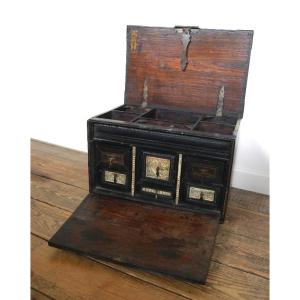 Indo-portuguese Cabinet, Travel Cabinet In Wood And Wood Veneer, 18th, 19th Century