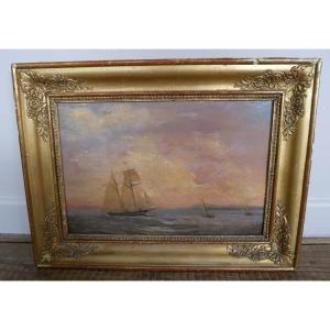 Oil On Panel, Marine, Schooner Isalco, 1836, 19th Century